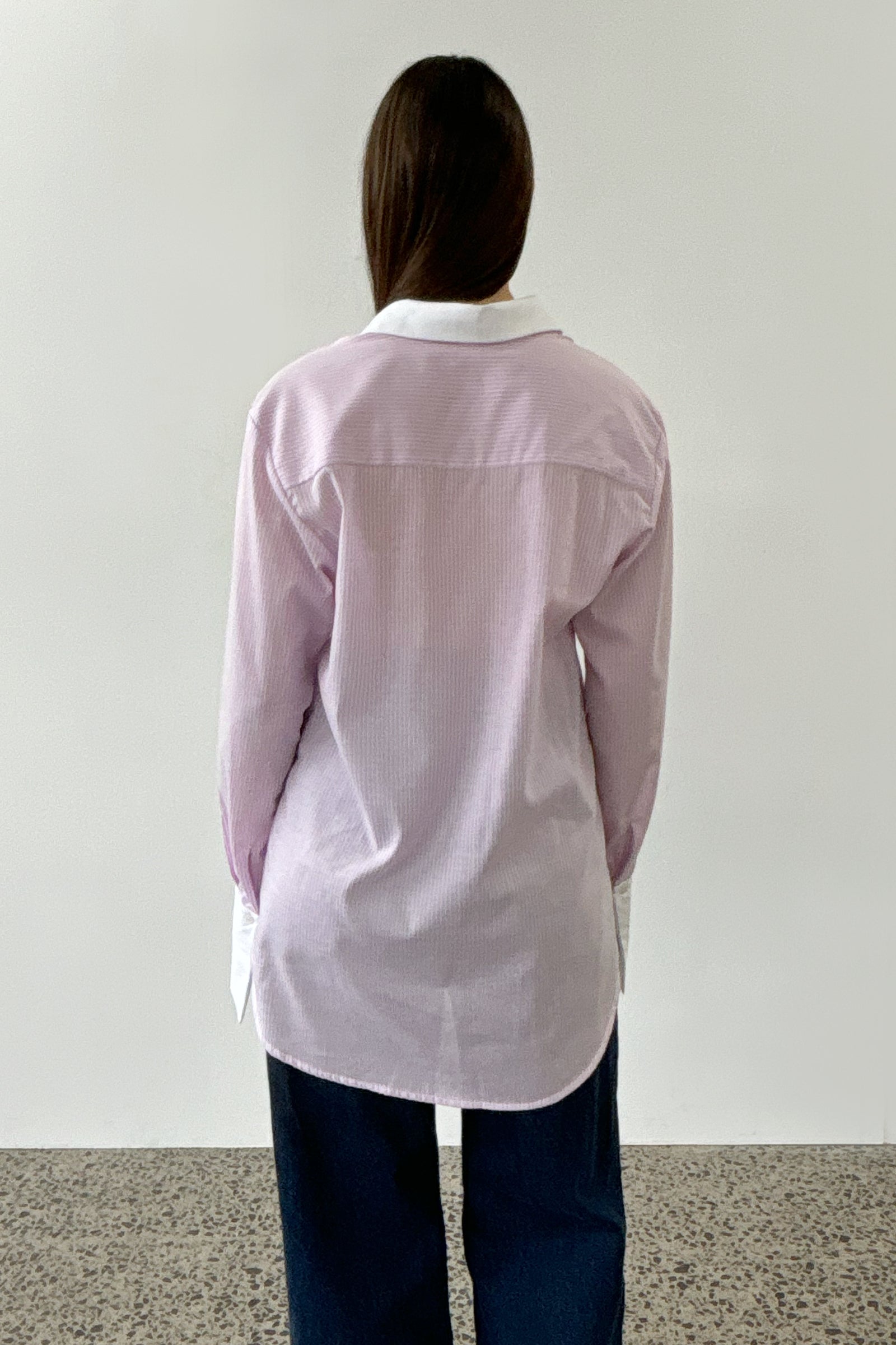 Baby Pink Contrast Stripe Shirt