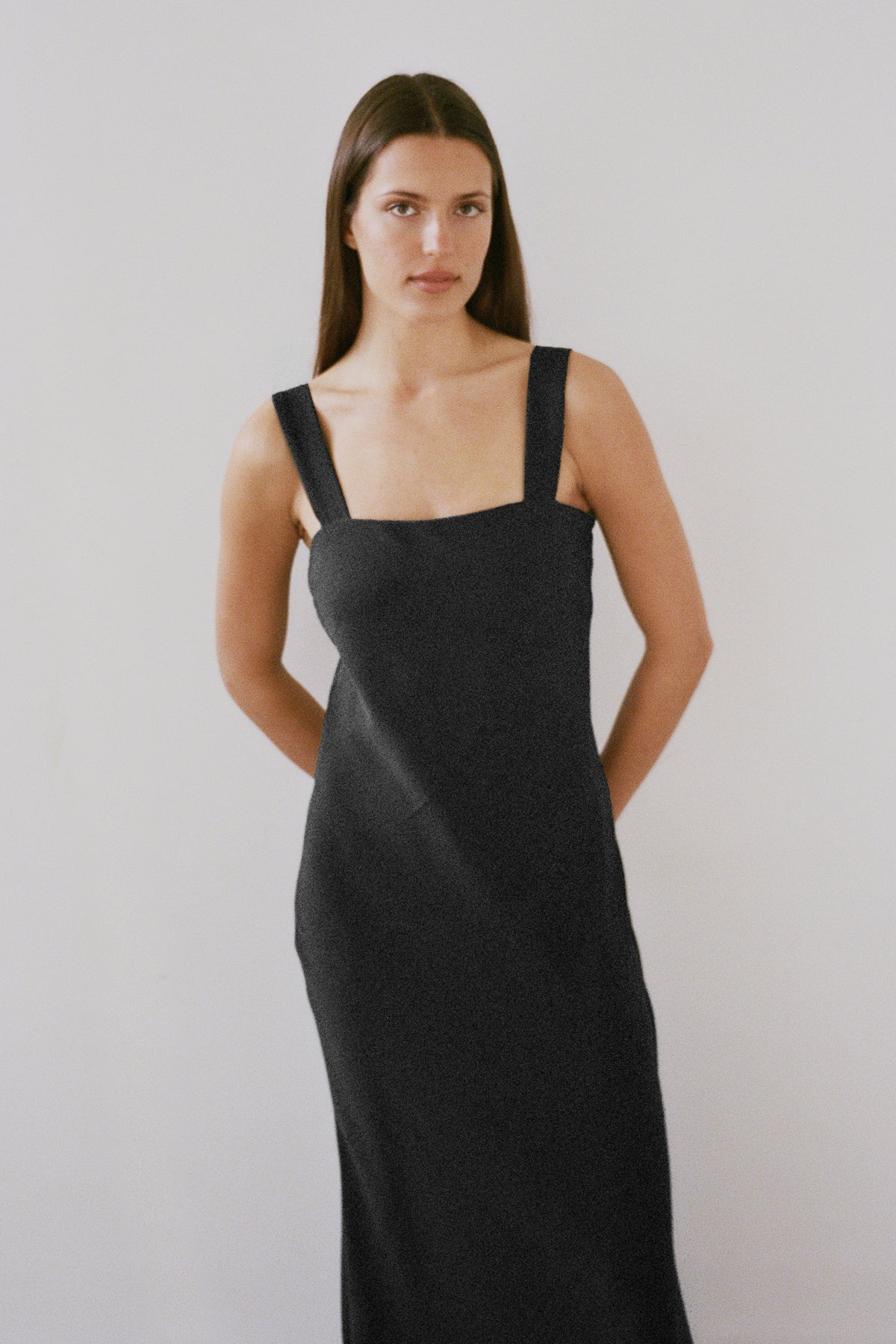 Sculpted Slip Dress in Black