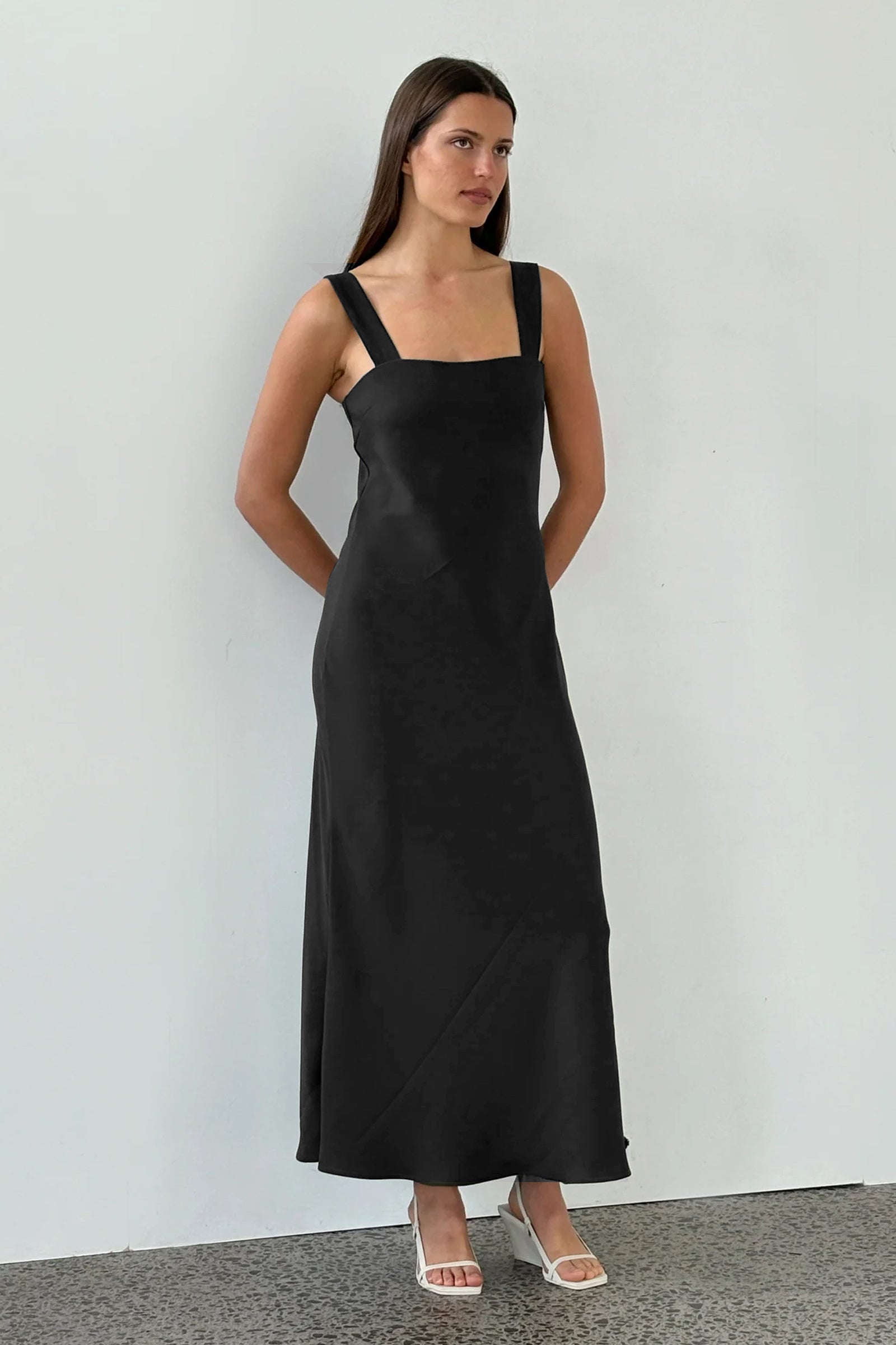 Sculpted Slip Dress in Black