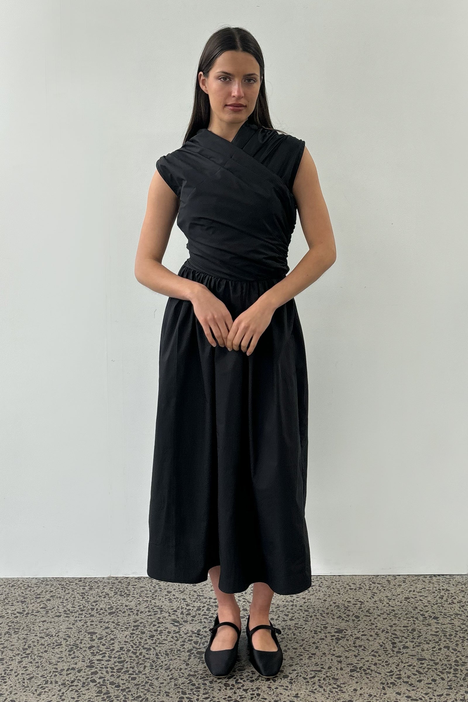 Wrap Bodice Dress in Black