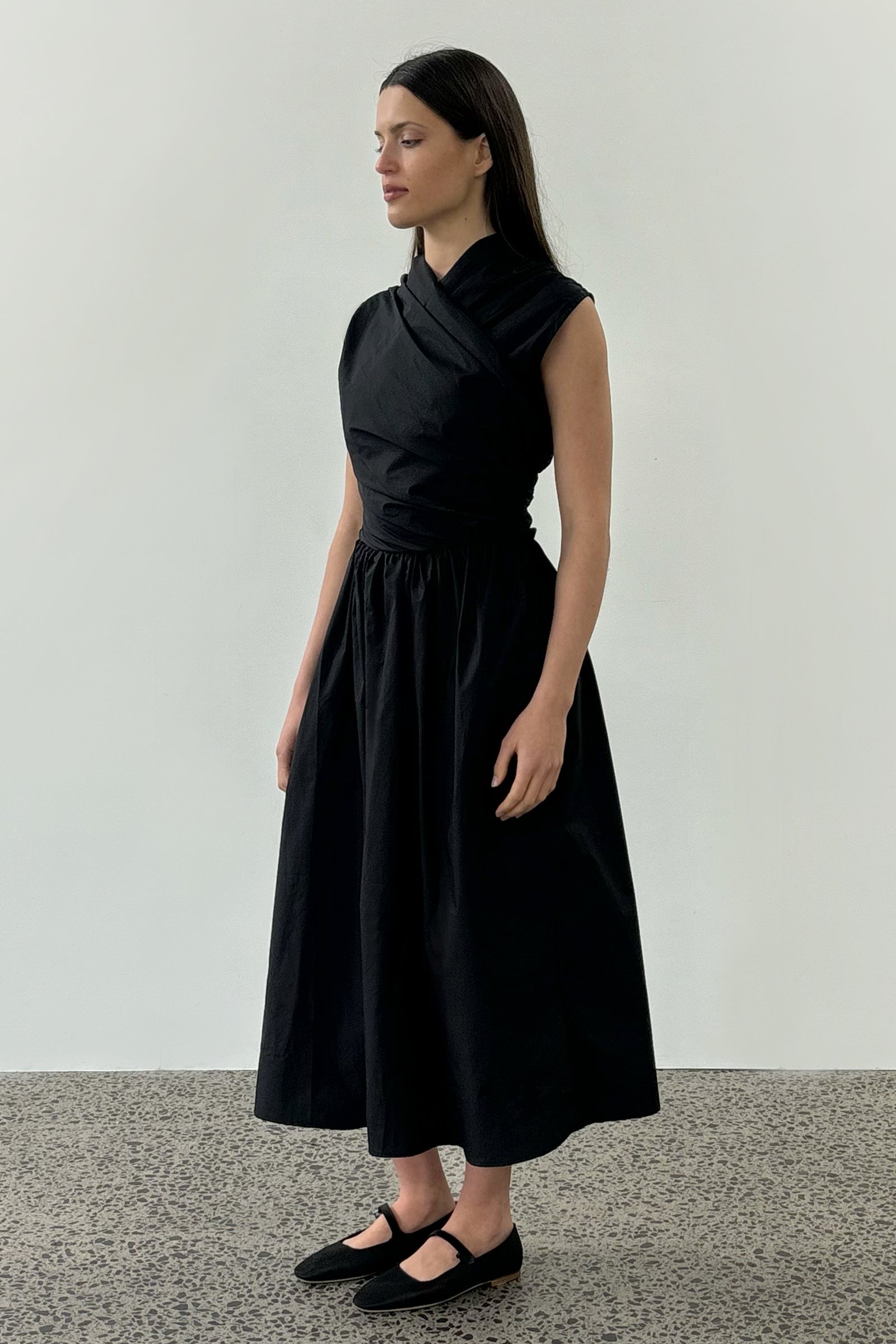 Wrap Bodice Dress in Black