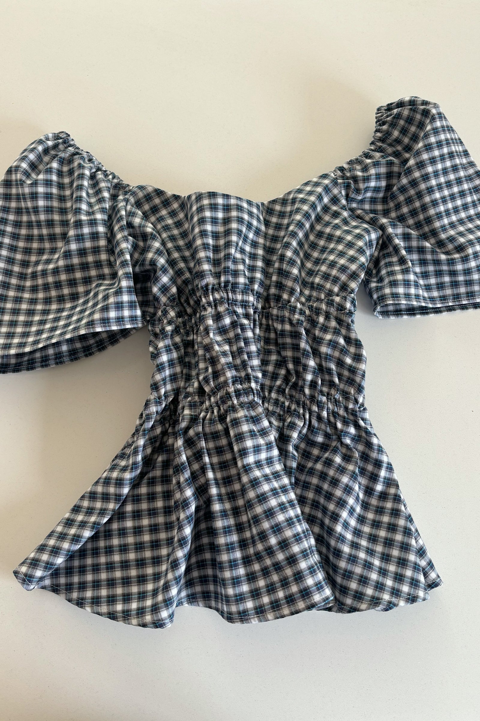 Bodice Top in Blue Check